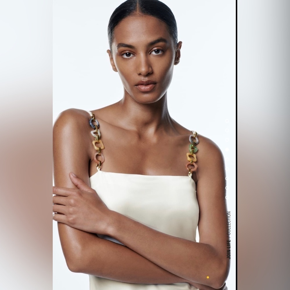ZARA CHAIN STRAP SATIN EFFECT SLIP DRESS - Picture 4 of 9